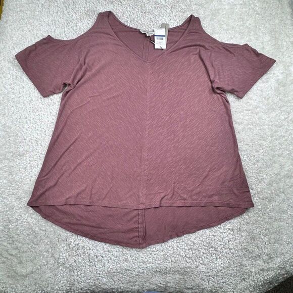 Calvin Klein Cold Shoulder Top Rose Rock Mauve Purple NEW - Picture 1 of 6